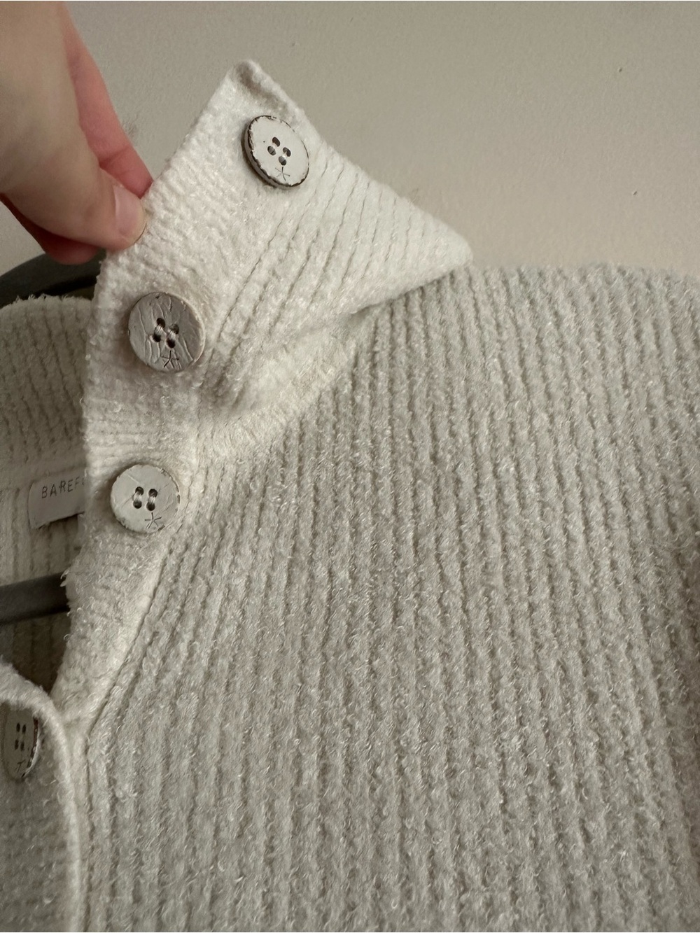 Barefoot Dreams • CozyChic Button Pullover in Heathered Stone/Cream - Picture 6 of 8